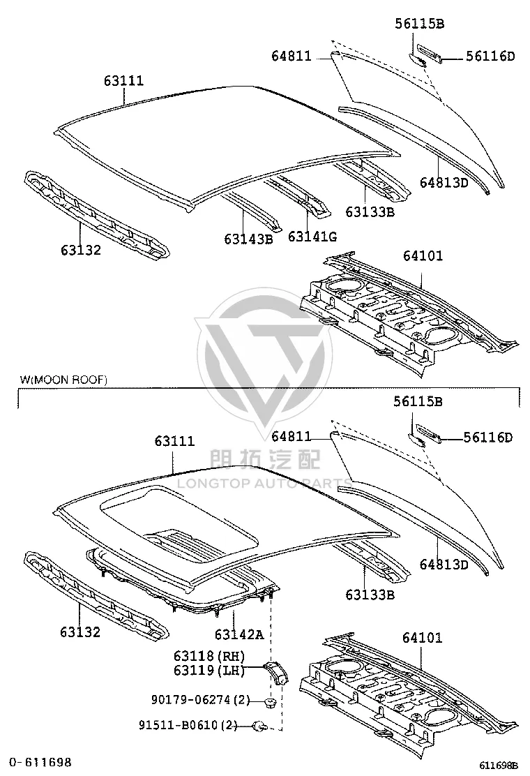Front Roof Crossmember 63132-0D020 for Toyota Vios