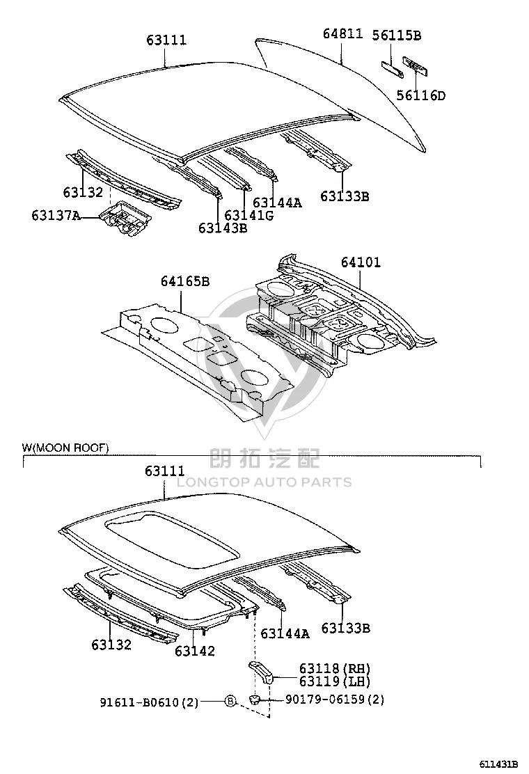 Roof Cross Member (Front) 63132-33040 for Toyota Camry