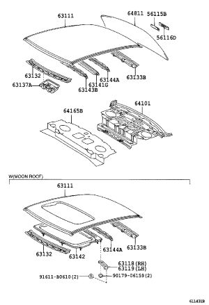 Roof Cross Member (Front) 63132-33040 for Toyota Camry