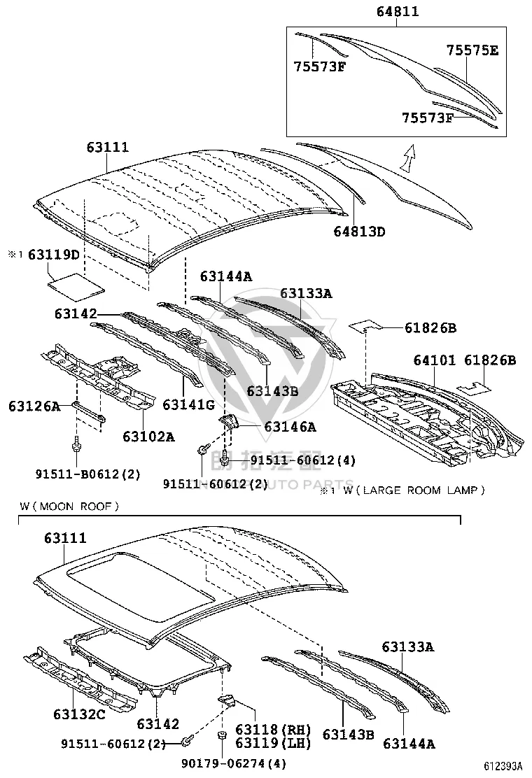 Roof Cross Member Rear 63133-0P010 for Toyota Reiz
