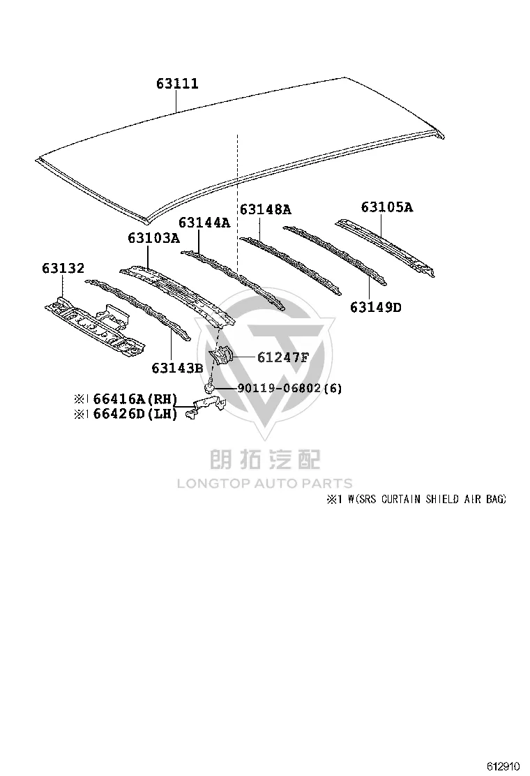 Center Roof Crossmember 63143-12130 for Toyota Corolla