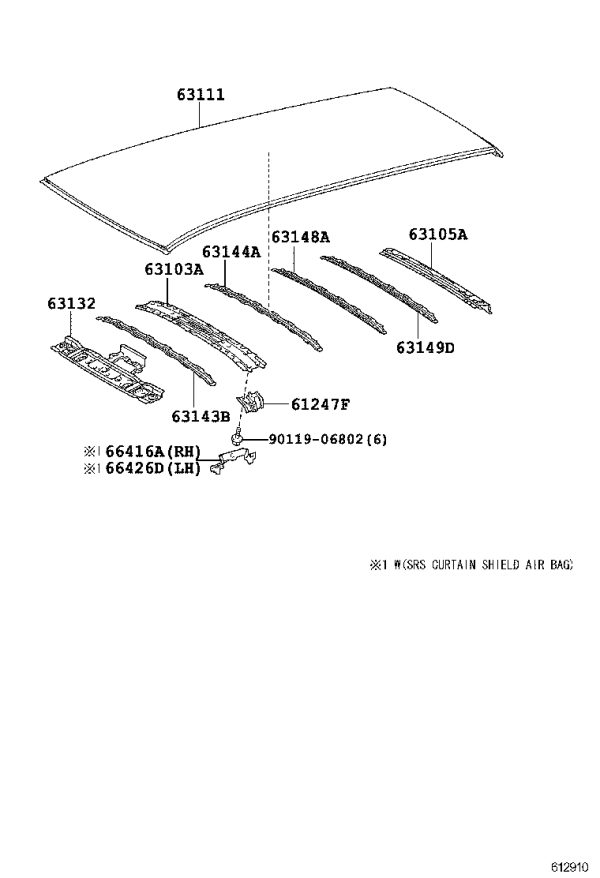 Center Roof Crossmember 63143-12130 for Toyota Corolla