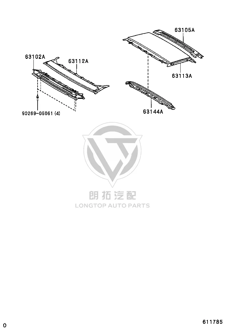 Roof Cross Member (Middle) 63144-48030 for Toyota HARRIER