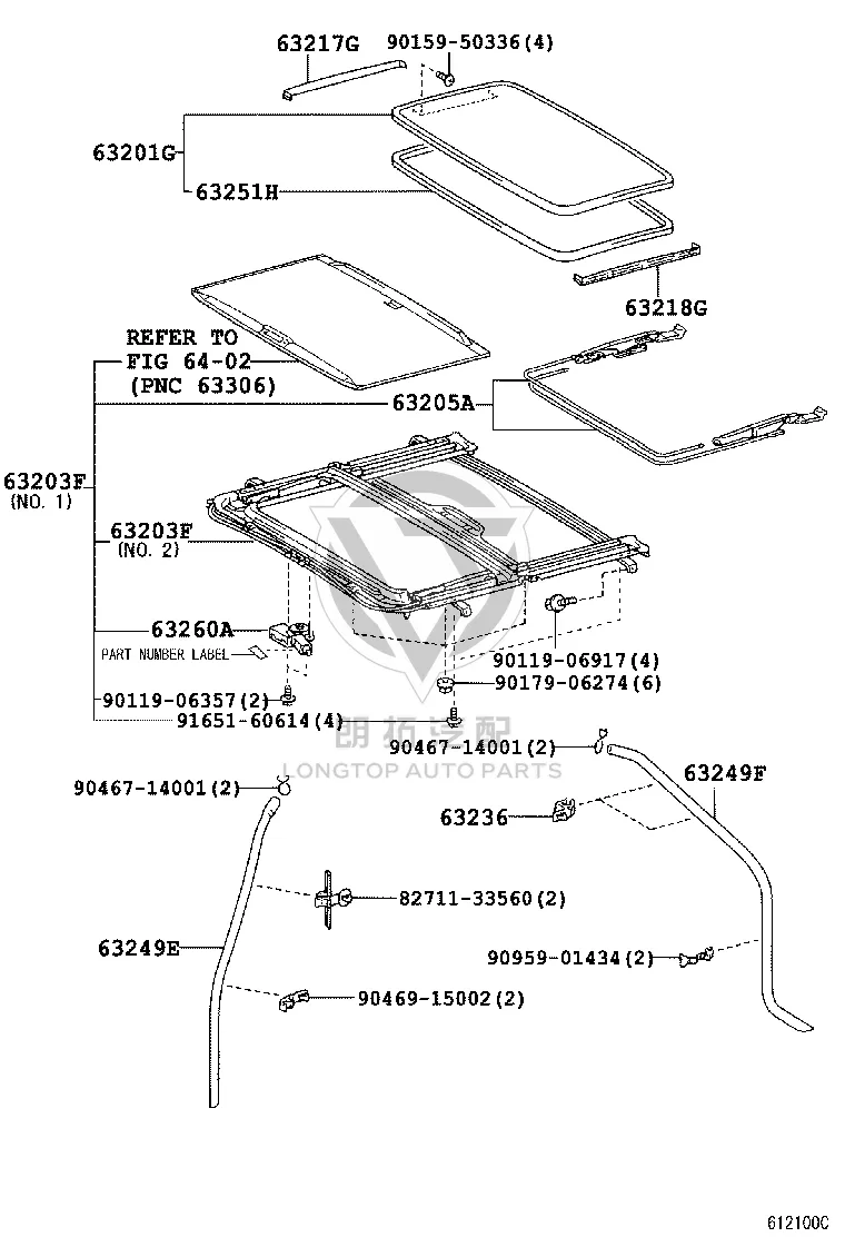 Sunroof Base 63200-33090A0 for Toyota Camry