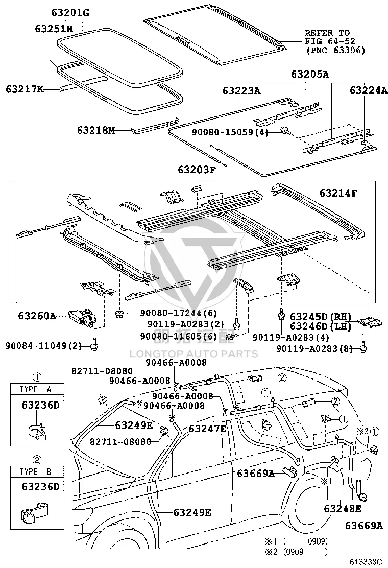 Skylight Glass 63201-0C020 for Toyota Sequoia