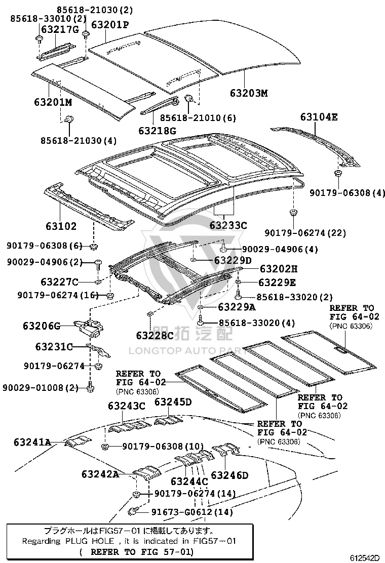 Sliding Sunroof 63201-33131 for Lexus ES240