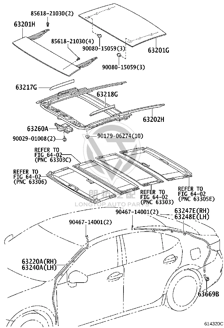 Sunroof Glass 63201-33182 for Lexus ES