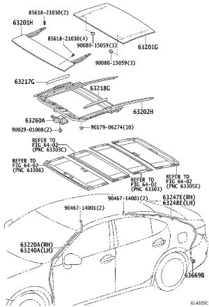 Sunroof Glass 63201-33182 for Lexus ES