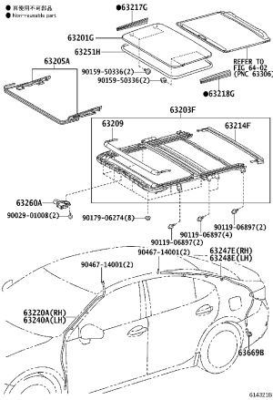 Sunroof Glass Sealing Strip 63251-30130 for Lexus ES