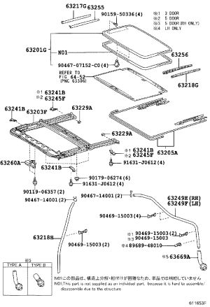 Skylight Guide Rail 63203-60031 for Toyota Land Cruiser Prado