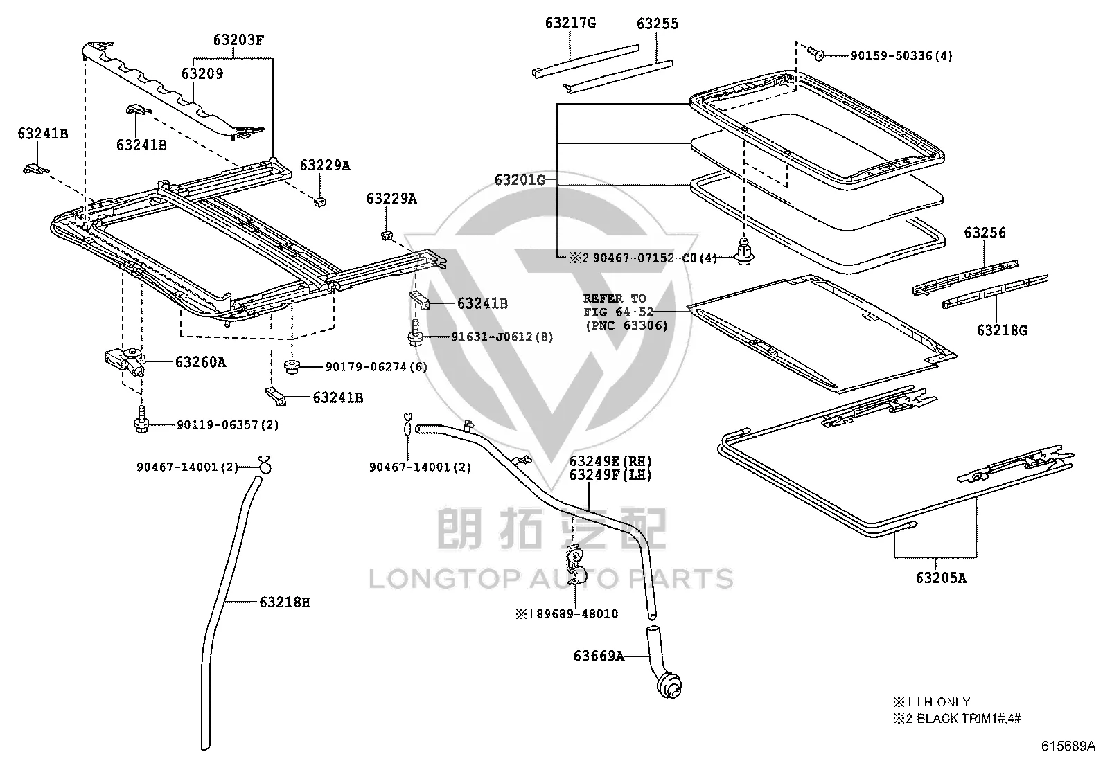 Left Sliding Roof Trim 63218-35031 for Toyota 4RUNNER