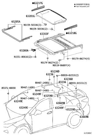 Sunroof Motor 63260-48190 for Lexus RX Series