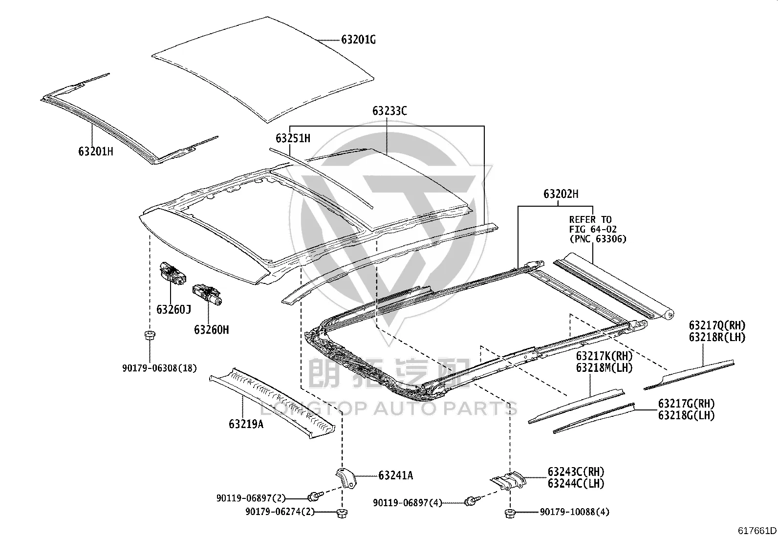 Sliding Roof Longitudinal Beam Sub-Assembly 63202-48140-C0 for Lexus RX SERIES