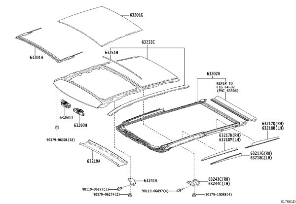 Sliding Roof Frame 63233-48150 for Lexus RX