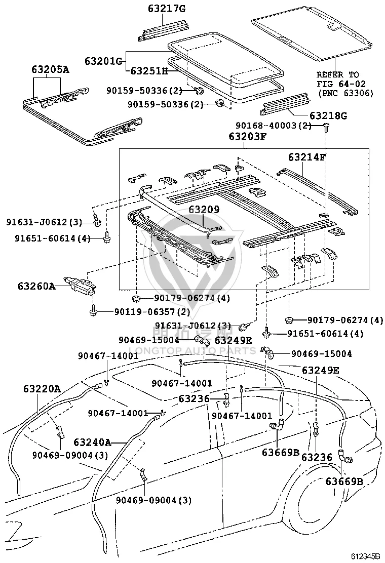 Sunroof Glass Sealing Strip 63251-53030 for Toyota MARK X