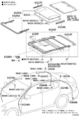 Sunroof Opening and Closing Cable 63205-30071 for Toyota Crown