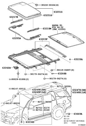 Right-side sliding sunroof decorative component 63217-60050 for Toyota 4RUNNER
