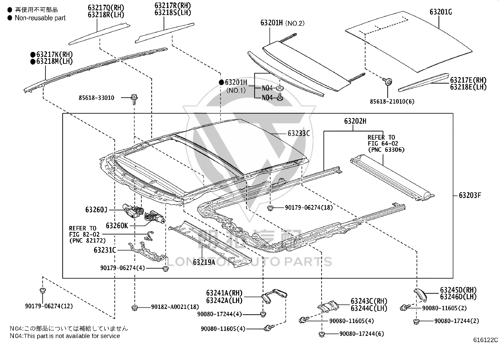 Front Left Sliding Sunroof Trim 63218-48100 for Lexus RX Series