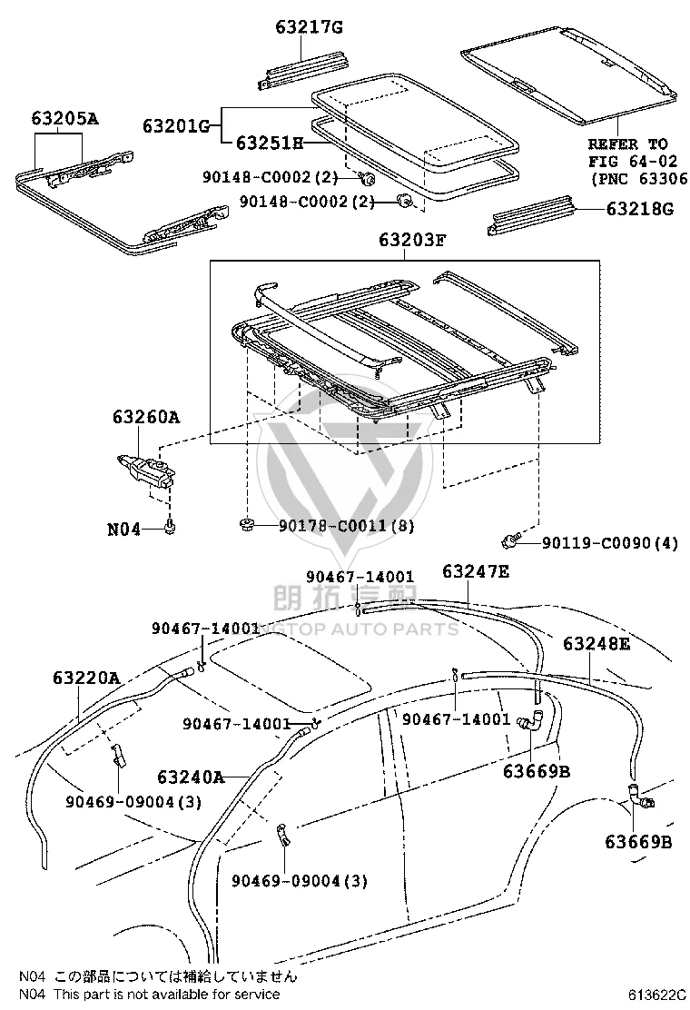 Sunroof Drain Hose 63220-0N010 for Toyota Crown