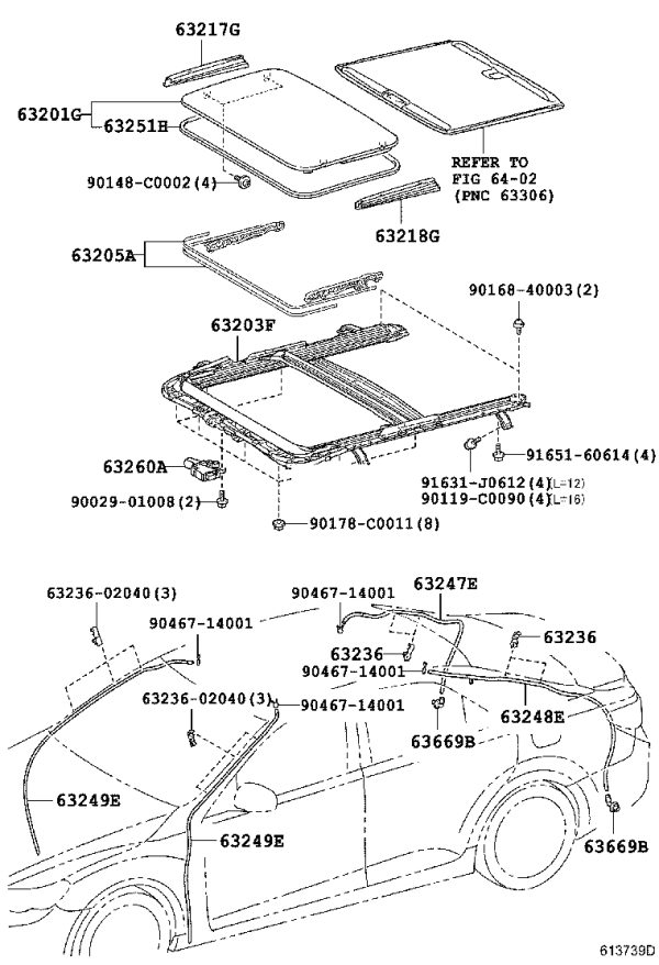 Sunroof Glass Sealing Strip 63251-0P010 for Toyota REIZ