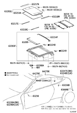 Sunroof Glass Sealing Strip 63251-24070 for Lexus RC F