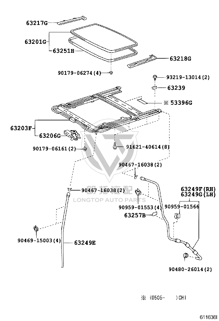 Sunroof Glass Sealing Strip 63251-60062 for Toyota Land Cruiser