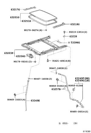 Sunroof Glass Sealing Strip 63251-60062 for Toyota Land Cruiser