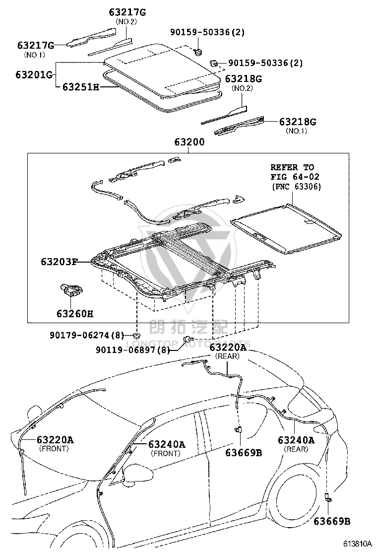 Sunroof Glass Sealing Strip 63251-76011 for Lexus CT200H