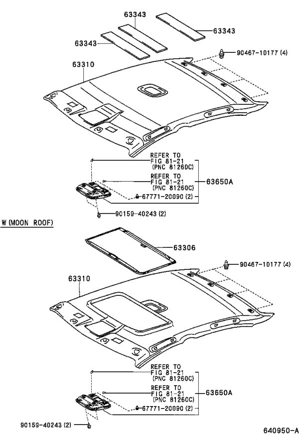 Roof Console 63650-33040 for Toyota WINDOM