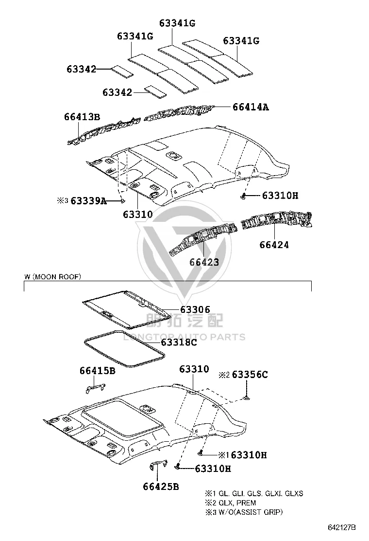 Roof Lining 63310-02821 for Toyota Corolla