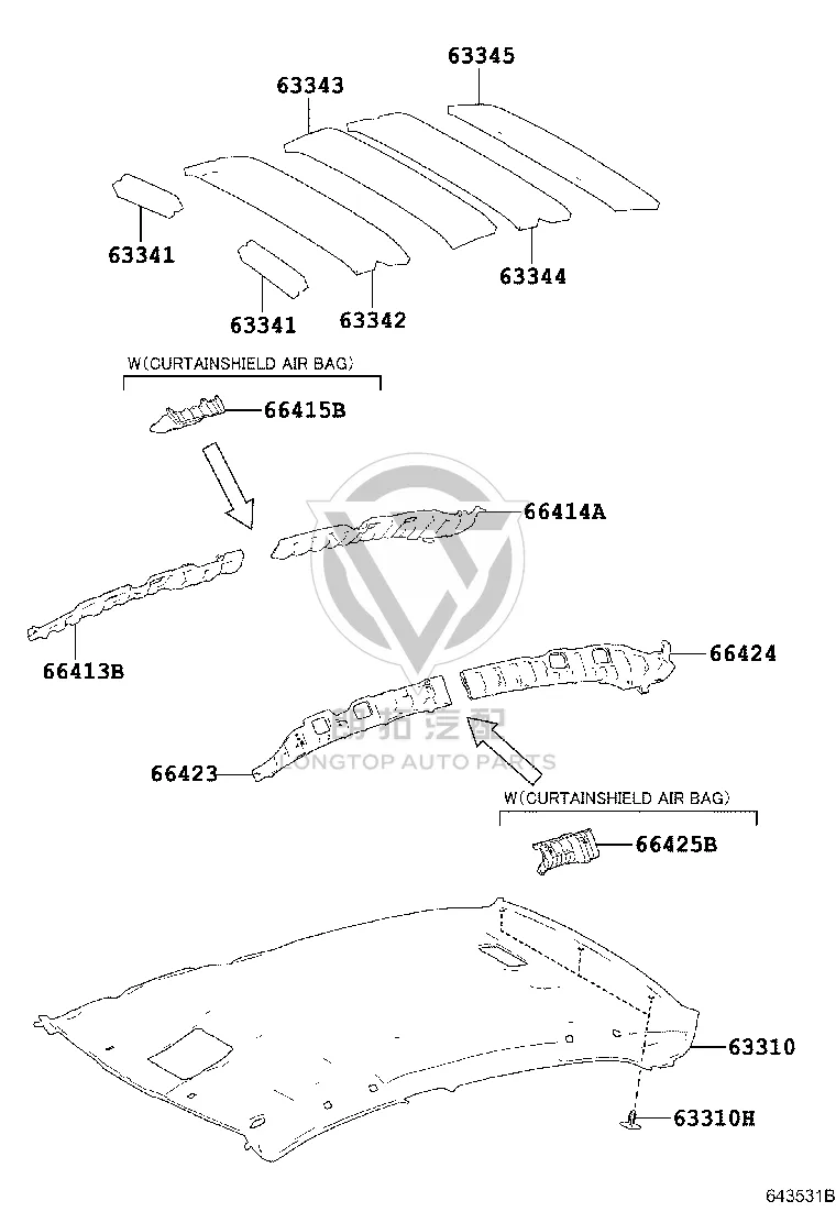Roof lining 63310-02G30 for Toyota Corolla