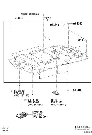 Roof Lining 63310-48591 for Lexus RX