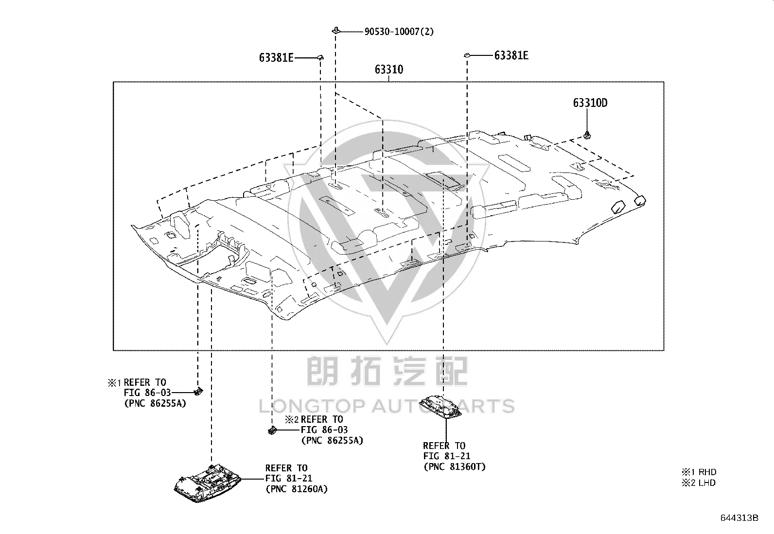 Roof Lining 63310-48620-B0 for Lexus RX450HL