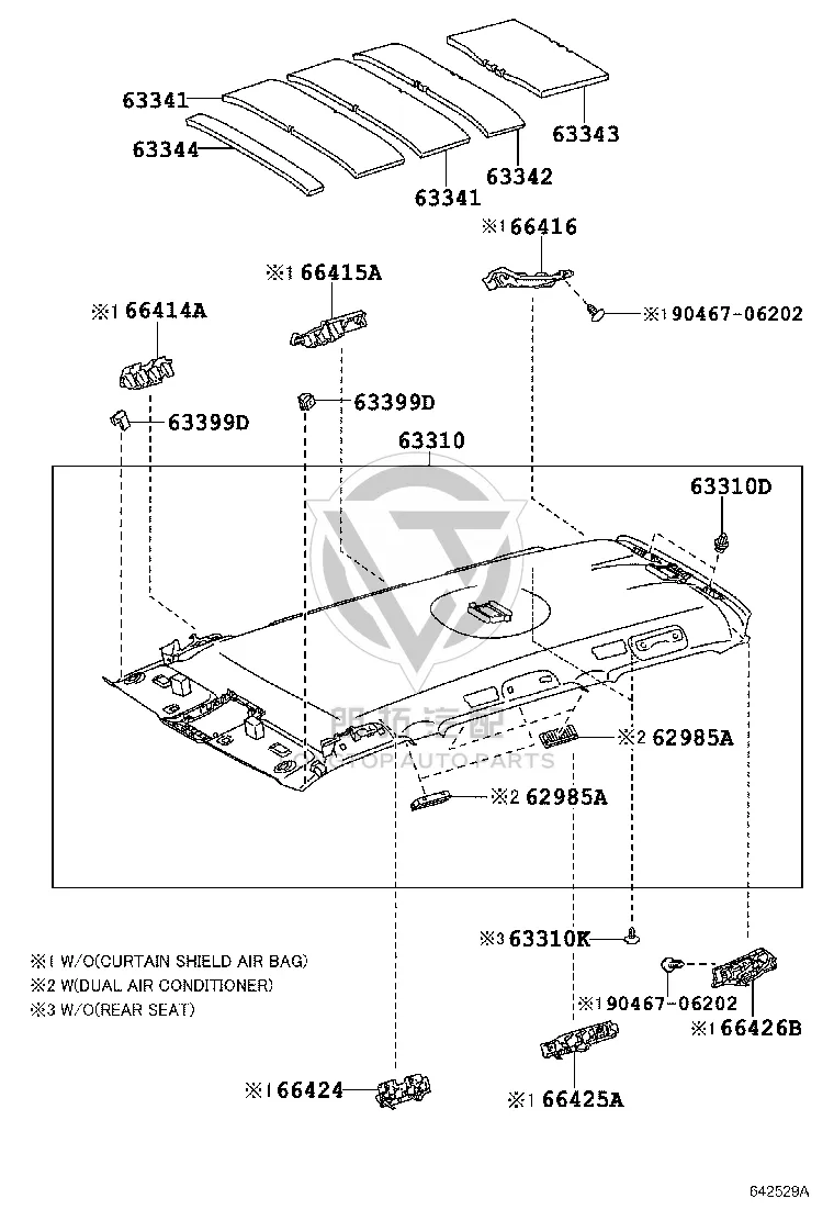 Roof lining 63310-60N60 for Toyota Land Cruiser Prado