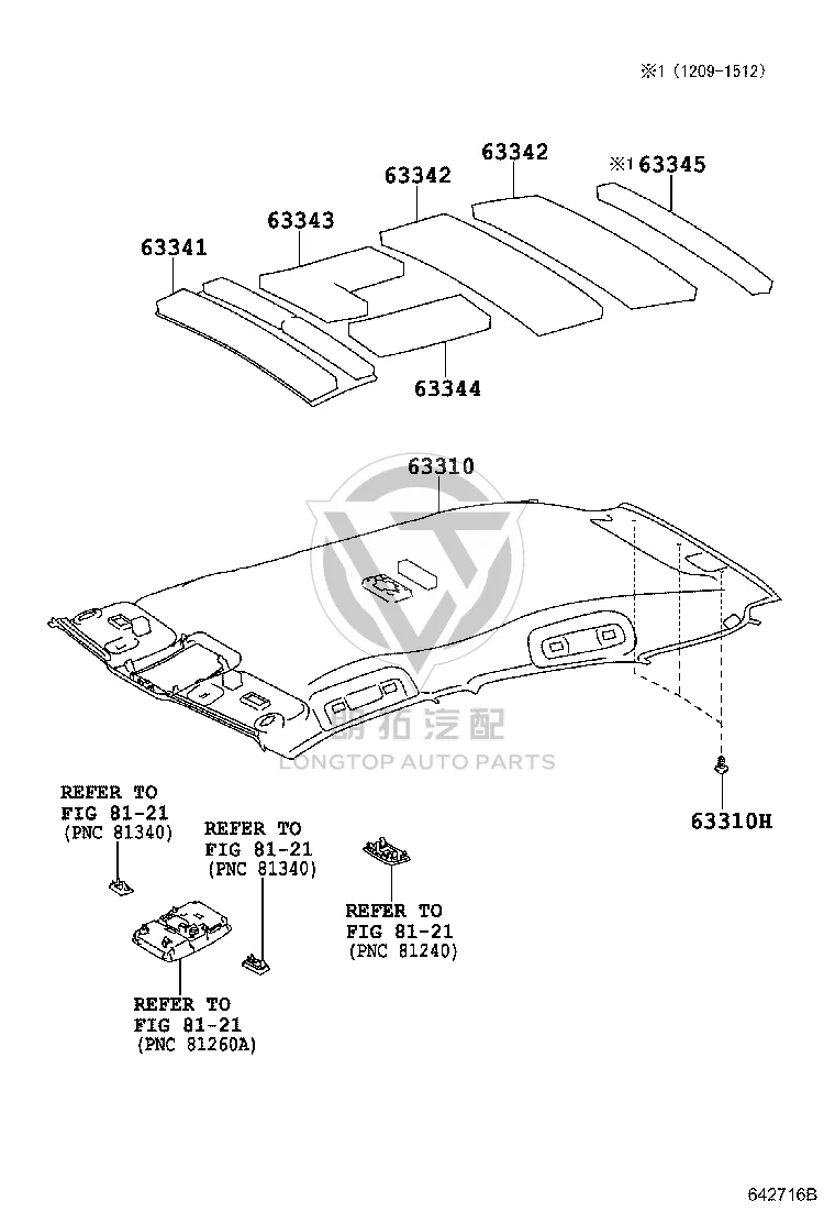 Roof Headliner 63310-76010 for Lexus CT200H
