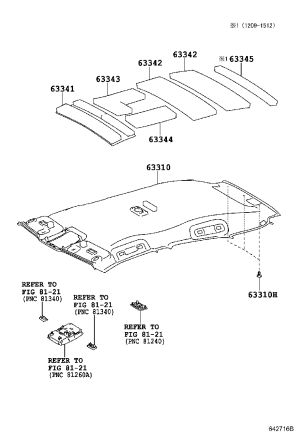 Roof Headliner 63310-76010 for Lexus CT200H