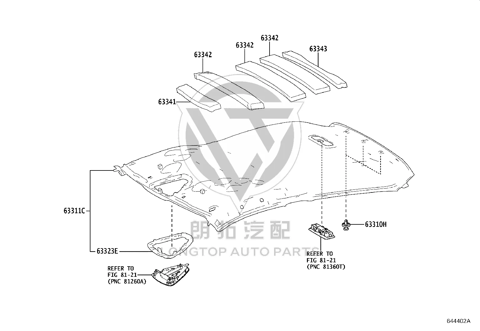 Roof lining 63310-F4021C1 for Toyota IZOA
