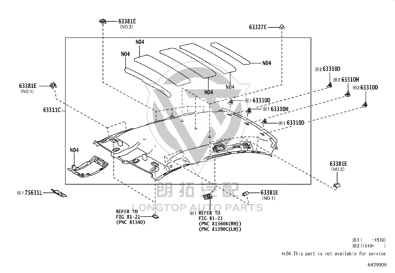 Roof Lining 63311-30480C0 for Lexus GS Series