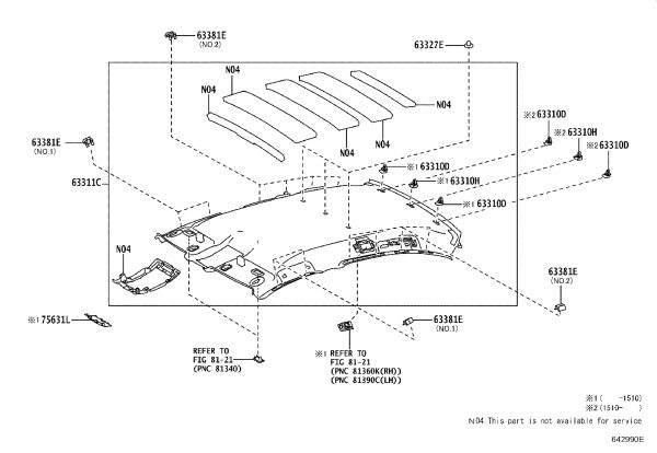 Roof lining 63311-30470B0 for Lexus GS Series