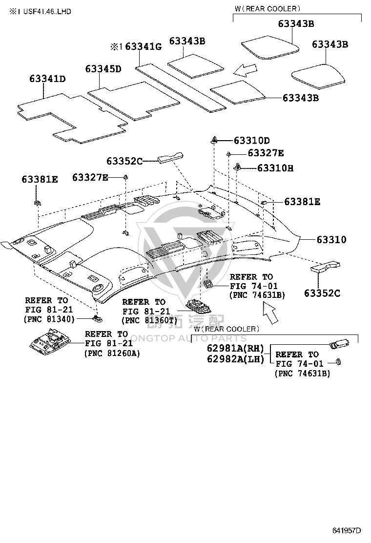 Roof Lining 63311-50800 for Lexus LS460