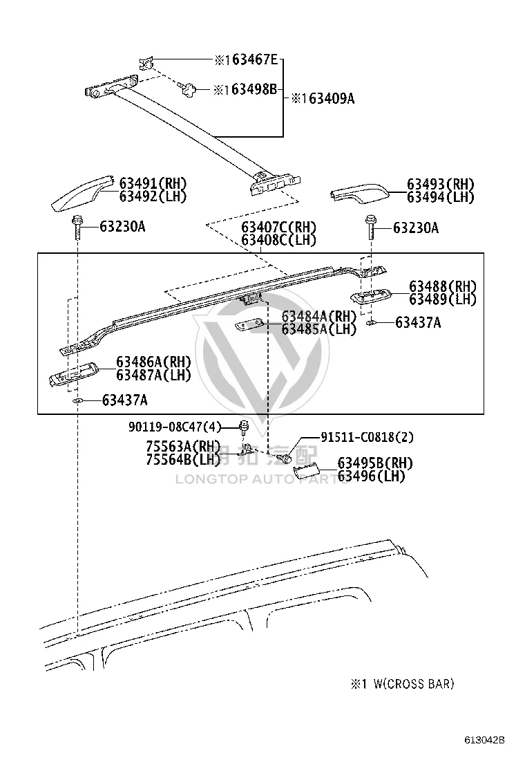 Roof Rack (Right) 63407-60110 for Toyota Land Cruiser
