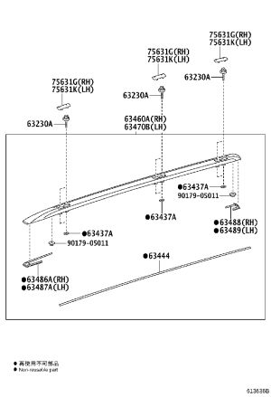 Roof Rack (Right) 63460-60141 for Lexus GX400