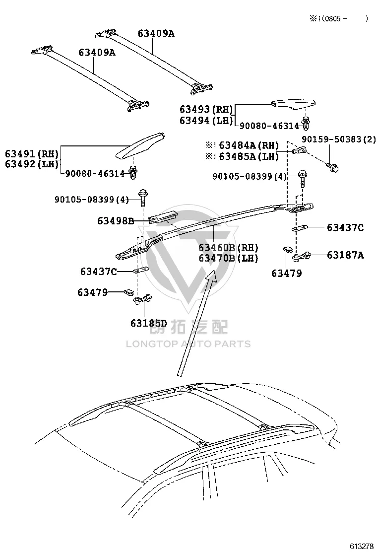 Roof Rack (left) 63470-0E013 for Toyota HARRIER