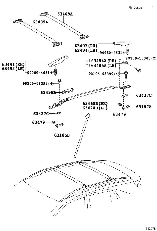 Roof Rack (left) 63470-0E013 for Toyota HARRIER