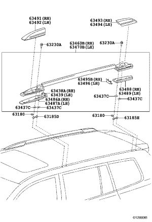 Roof Rack Decorative Cover 63491-48040 for Toyota Highlander