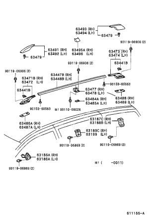 Roof Rack Trim Cover 63491-28010 for Toyota Previa