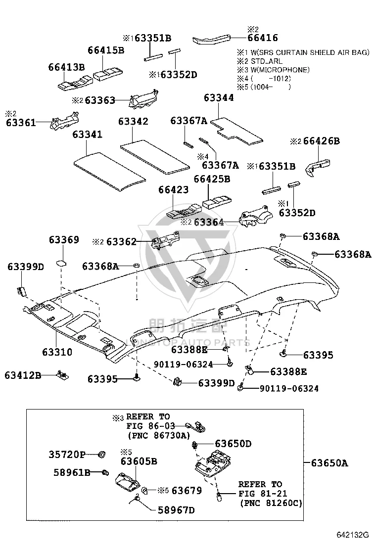 Roof Console 63650-48181 for Toyota Highlander