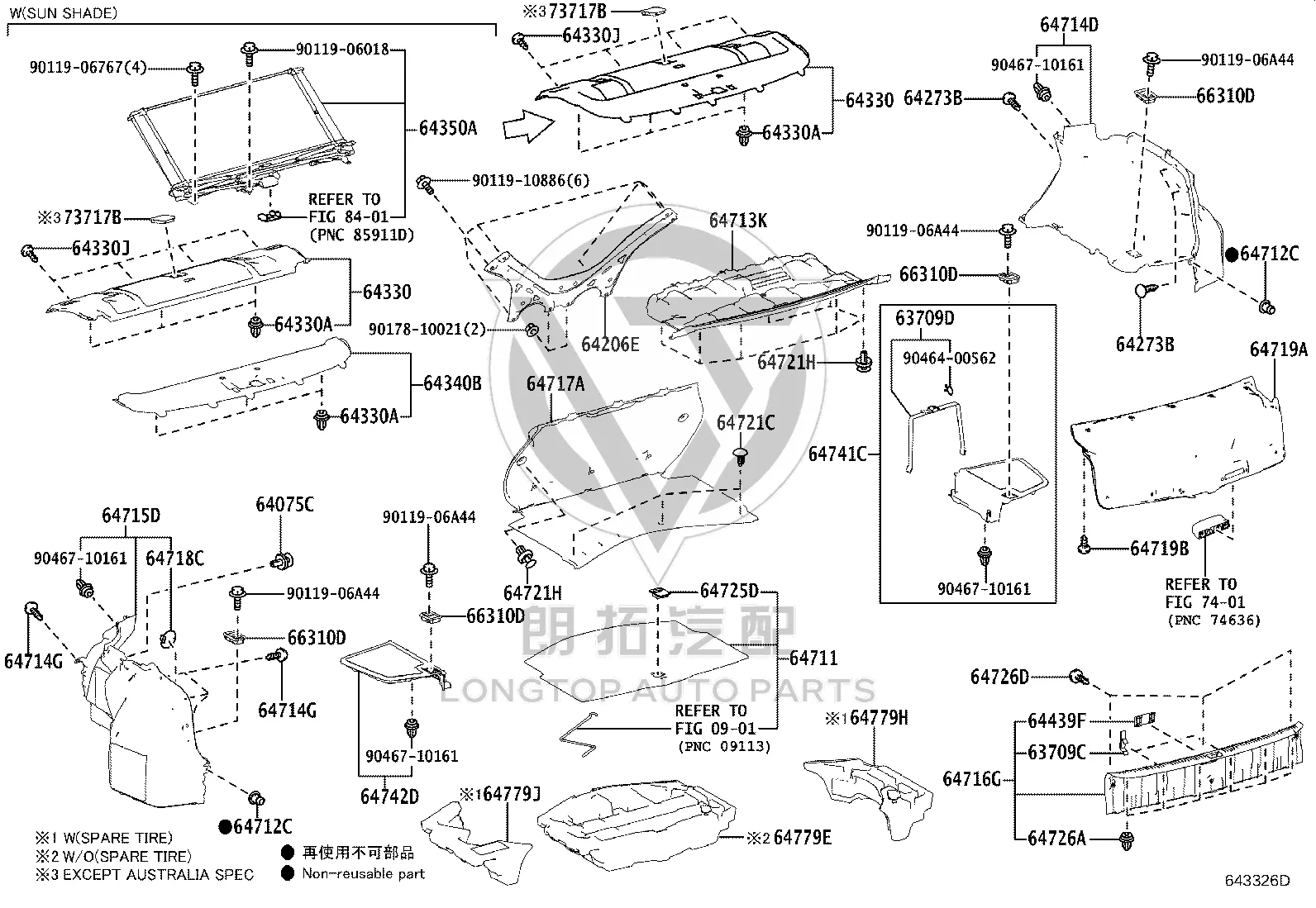 Left Spare Tire Cover Bracket 64779-53201 for Lexus IS