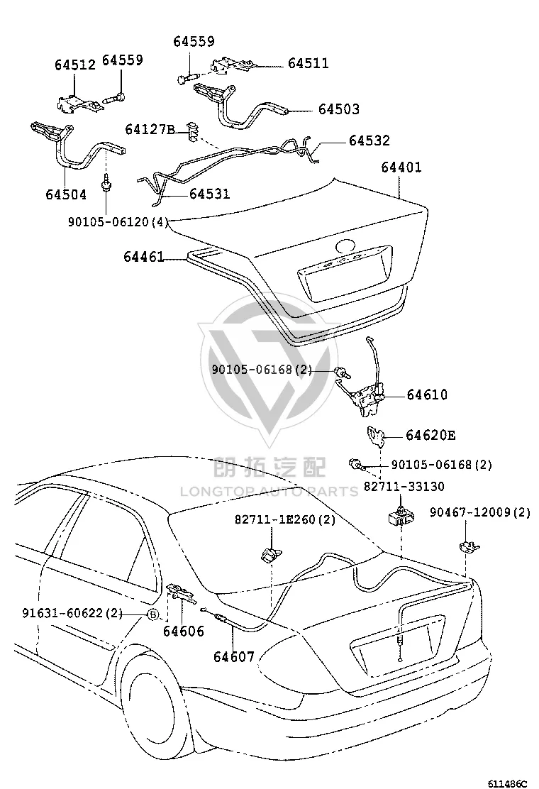 Tail cover 64401-33280 for Toyota Camry