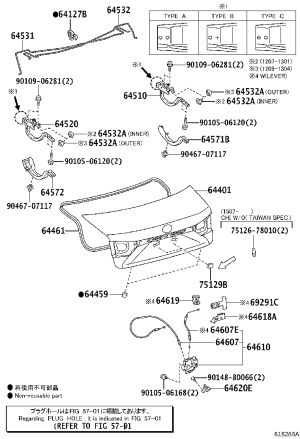 Tail cap 64401-33730 for Lexus ES